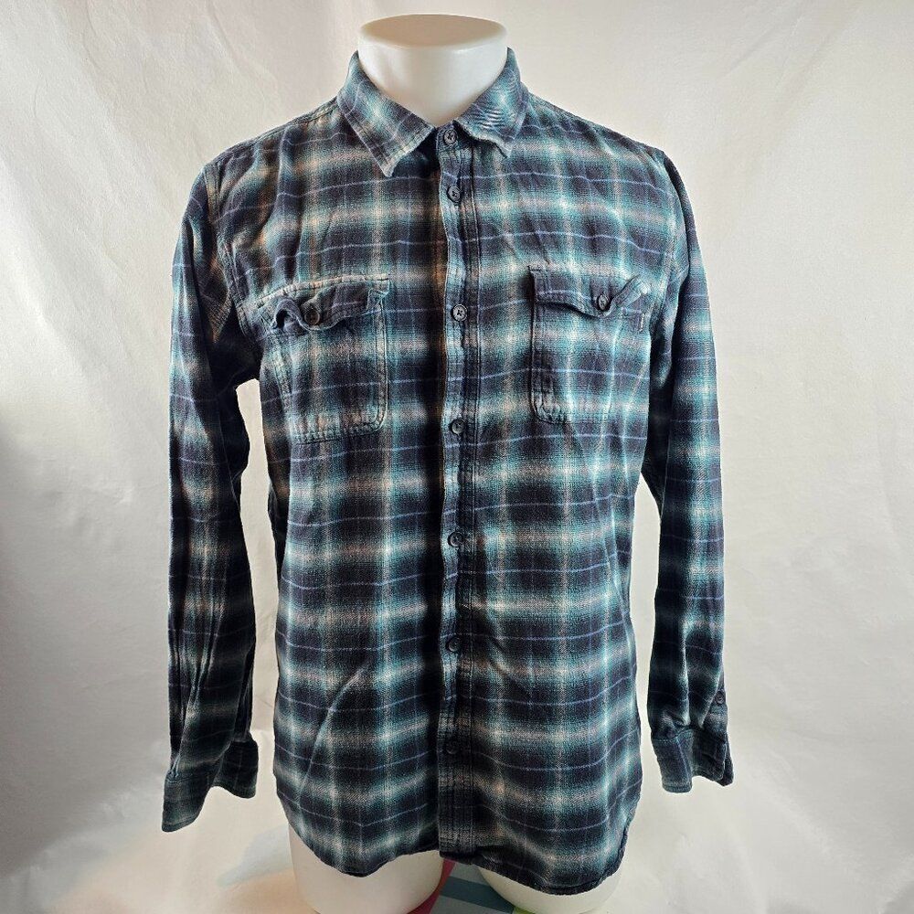 O'Neill Flannel Shirt Mens Large Blue Plaid Button Up Outdoor Casual Surf Grunge